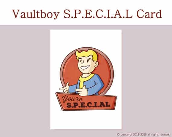 You're special, fallout 4 romantic card, valentines day card, gaming card, nerdy, geeky, retrogaming, pip boy, vault boy