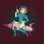 pinup art, rocket ride, intergalactic, rocket, space adventures, sexy, cute