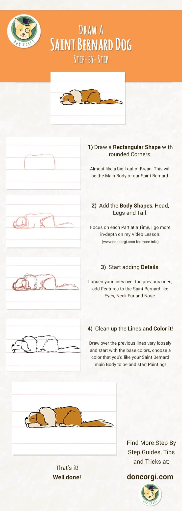 How to Draw Dogs - Draw a St. Bernard Step by Step
