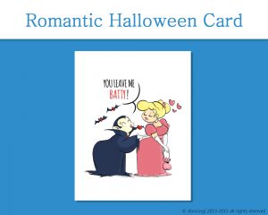 Dracula Romantic Halloween Card, You Leave Me Batty on Etsy by Don Corgi