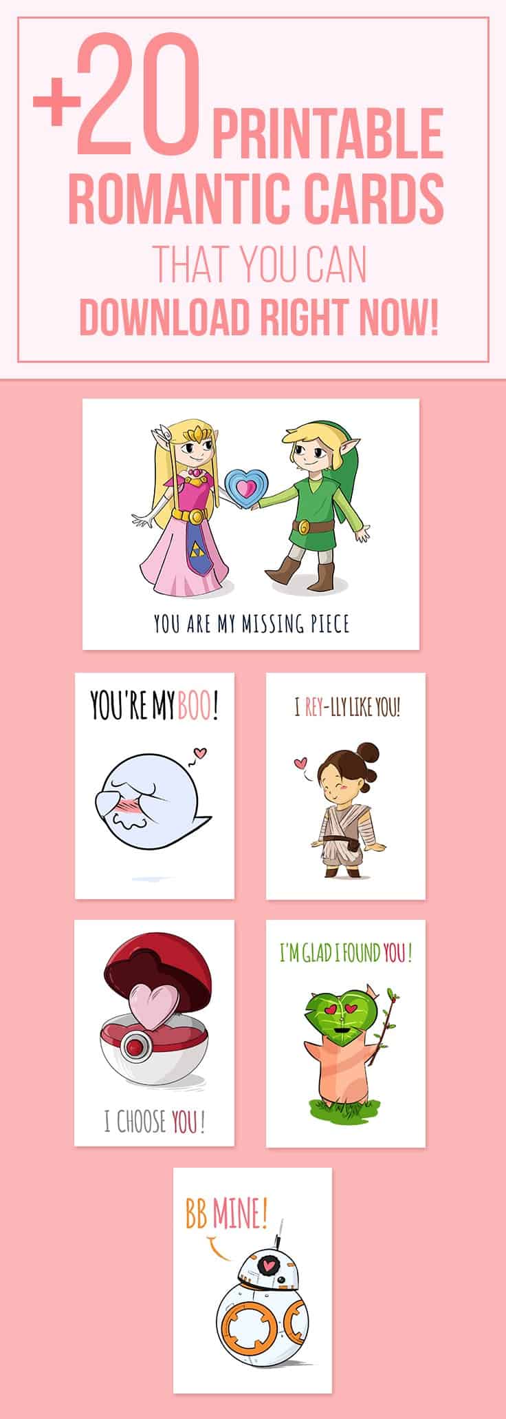 20+ Printable Valentine Cards that you can Download Right Now! by Don Corgi on Etsy